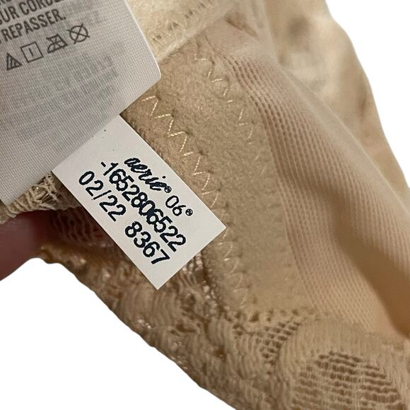 Aerie Womens Bra Size 36DD Real Happy Wireless Lightly Lined Lace Bralette Beige - Picture 10 of 10